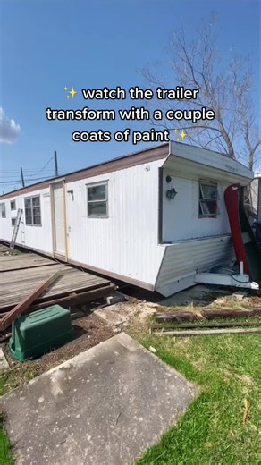 Full paint process #renovation #mobilehome #trailer #remodel #DIY #paint #fyp #lakelife #exteriorpainting #reno #lake