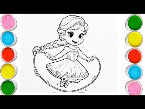 How to Draw Cute Elsa Skipping Rope | Easy Drawing Tutorial for Kids”