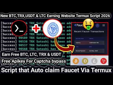 Nuyul New BTC & 3 More Coins Earning website Script 2026- Auto Claim Faucet Via Termux - Earn Free 💯