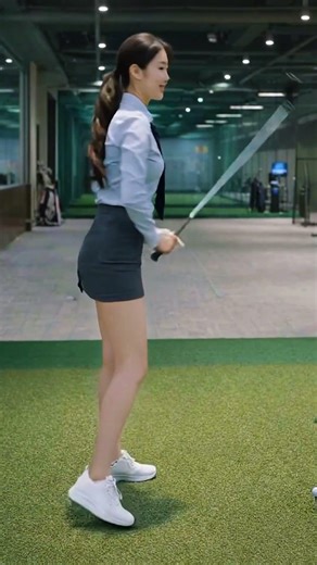 Driver shot at the indoor driving range 🏌️‍♀️✨EP56 #shorts #golf #golfswing #driverswing #golfwear