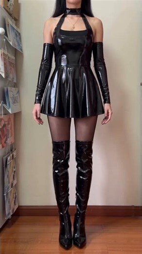 This black latex outfit is so stunning, do you dare try it?