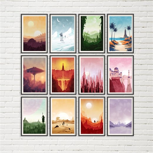 Star Wars Planet Travel Poster Set - Minimalist Sci-fi Wall Art - Etsy