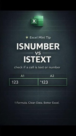 1 Excel Formula to Check Text or Number | Works in 2019 & 365 #exceltips #excelformulas #excelshorts