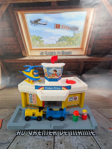 Vintage 1970s Fisher-price Little People Airport With Helicopter and Control Tower - Etsy