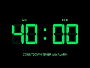 40 Minute Countdown Timer with Alarm on Start and Finish time , glowing Digital Clock Timer Free!