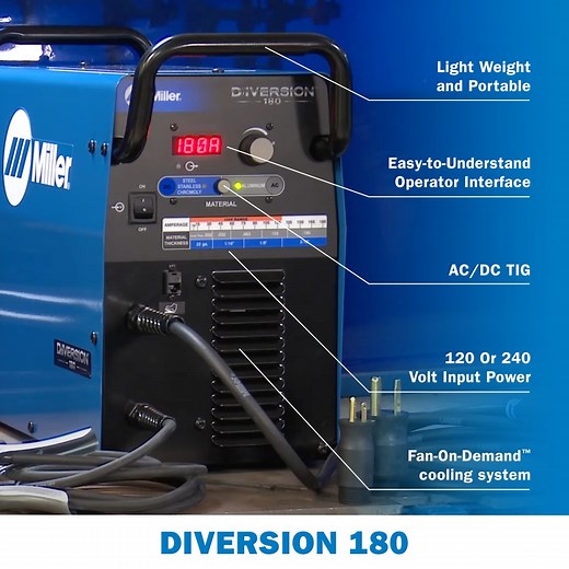 Diversion™ 180, the perfect TIG welder for the personal user, is one of the products currently eligible for a Build with Blue Rebate until the end of March, so if you've been looking to get into TIG welding, there's no better time! Diversion can be used on 120 or 240 volt input power, features an easy-to-understand operator interface, and come standard with a Diversion Series foot control and the Weldcraft A-150 TIG torch so you have what you need to get started TIG welding right away. If 2023 i