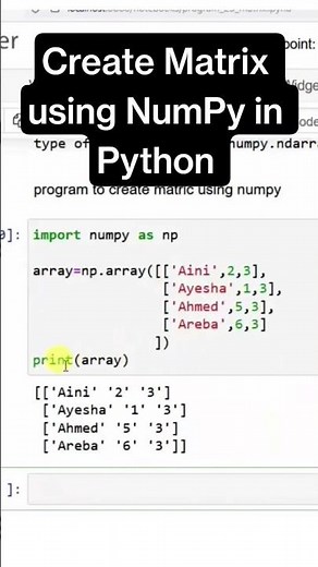 Unlock NumPy Matrix Skills in Seconds Python! #python #ai