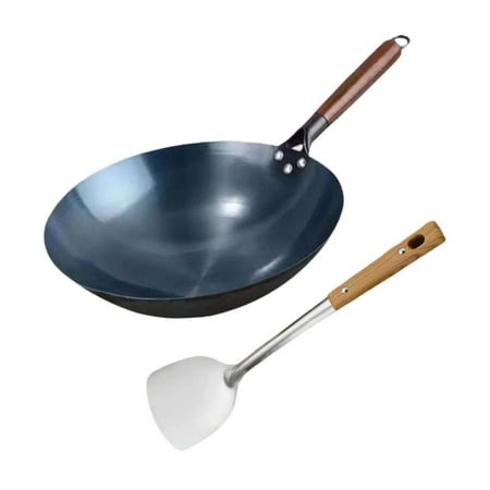 Elodie Wok Pan Cooking Wok Universal with Wooden Handle Gas Traditional Chinese Wok 30cm - Walmart.ca