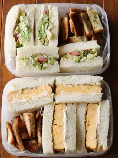 休日のサンドウィッチレシピ：卵焼きとキャベツ炒め