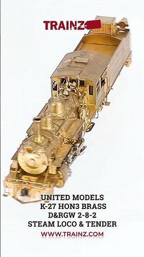 United Models K-27 HOn3 Brass D&RGW 2-8-2 Steam Locomotive & Tender