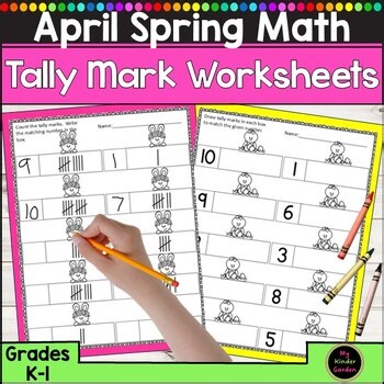 April Math Tally Mark Worksheets Count Draw Write Numbers 1-10 Kindergarten