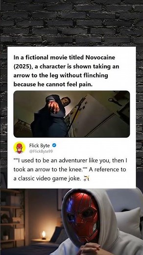 Novocaine 2025 Character Takes Arrow to the Leg Without Flinching Scene