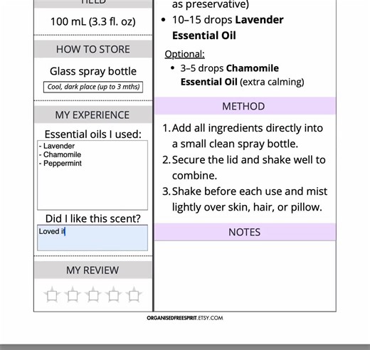 8 X DIY Body Mist Recipes | Natural Aromatherapy Body Spray Blends, Essential Oil Mist Cards, Natural Perfume, Printable & Digital BUNDLE - Etsy