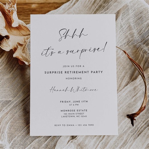 Surprise Retirement Party Invitation, Printable Retirement Party Invite Editable Template, Minimalist Retirement Party Invite, HA1 - Etsy Canada
