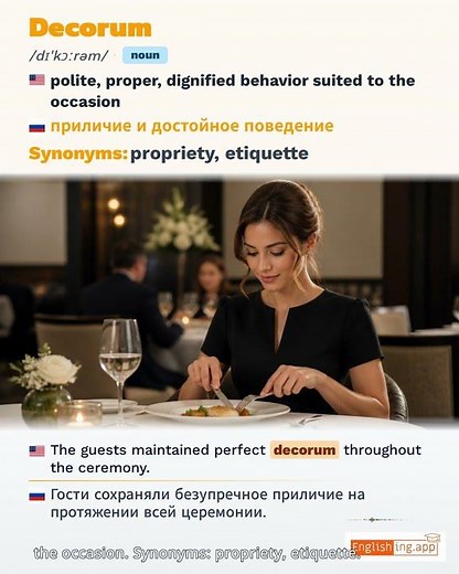 Decorum: English vocabulary meaning and example