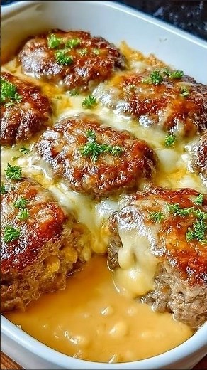 Cheesy Smothered Beef Patties.#ComfortFood #CheesePull #BeefPatties #recipe #easyrecipes #cooking