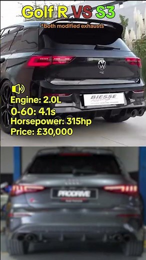 Audi S3 vs Golf R 🔥 Similar Power, Different Personality #carcomparison #cartok #fasthatch #S3