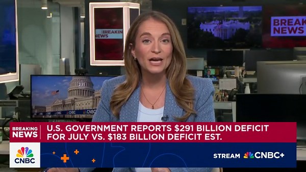 U.S. Government reports $291B deficit for July