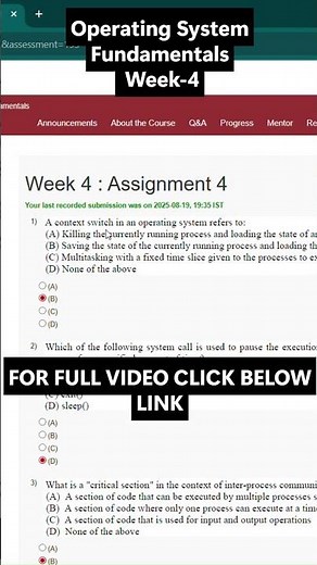 NPTEL Operating System Fundamentals Week 4 Assignment Answers | noc25-cs141 IIT Kharagpur