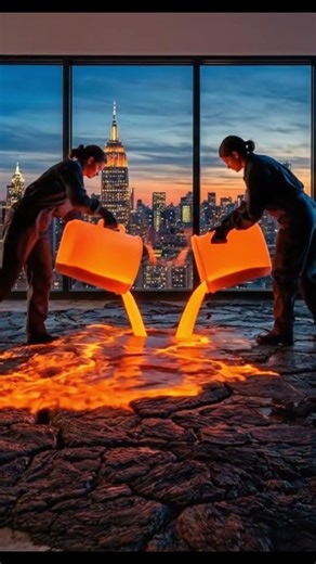 Volcano Lava Epoxy Floor in a NYC Skyscraper 🌋 نيويورك نيويورك