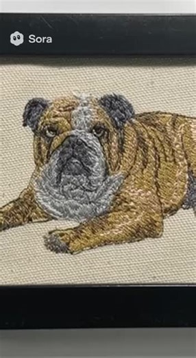 Bulldog machine embroidered with your choice of frame! So many other breeds and designs available! Visit my TikTok shop @farmhousefancybama #pictureframes #doggifts #personalizedornament #embroiderygifts #designerframes #dogmomgifts #homeornaments #framedprints #embroideredgifts #christmasdogsweatshirt #bullsog #dogs