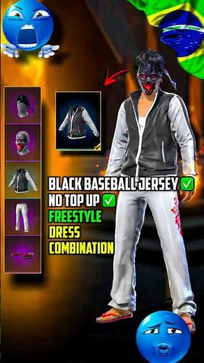 BEST DUO 👑 FREESTYLE 🇧🇷 OUTFIT COMBOS 👺 WITH BLACK BASEBALL JERSEY 🔥 FOR NO TOP UP PLAYERS ✅ FF 🔥