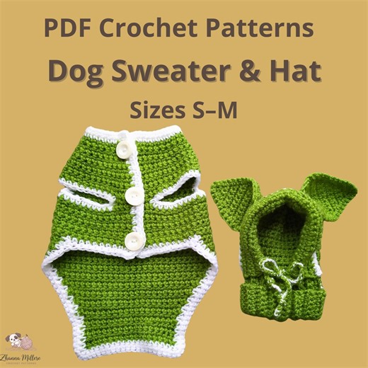 PDF Crochet Pattern – Dog Sweater & Dog Hat | Alien Dog Costume Pattern | Buttoned Pet Sweater Pattern | Digital Download | Sizes S-M - Etsy UK