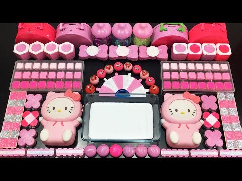 PINK HELLO KITTY Slime !!! Mixing random into GLOSSY Slime !!! Relaxing slime videoTom Slime