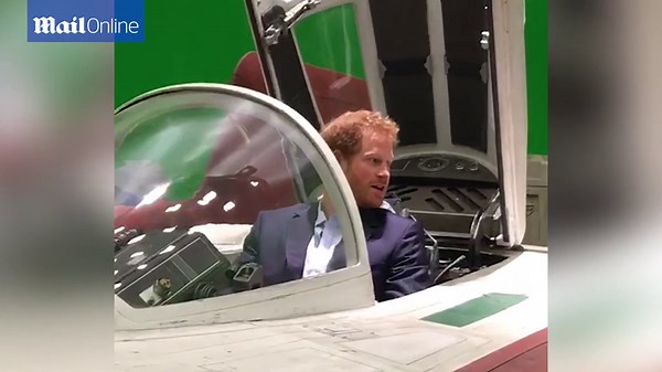 Fancy some training Harry? Prince tries out the A-wing fighter