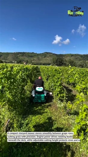 Smart Vineyard Mower Working Between Grape Rows | Clean, Fast, Efficient