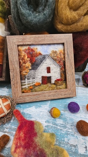Living Felt: Felting Supplies & Tutorials on Instagram: "If you weren't feeling the magic of Fall already, Marie's Wooly Wednesday Replay tutorial of a needle felted Rustic Fall Barn will surely do the trick! Full of autumn flair, this beginner needle felting project is so much fun and makes a great accent to your fall decor! You can watch the FREE tutorial and see the supplies needed all at this link: https://feltingsupplies.livingfelt.com/Beginner-Needle-Felt-Landscape-Tutorial--Rustic-Fall-Ba