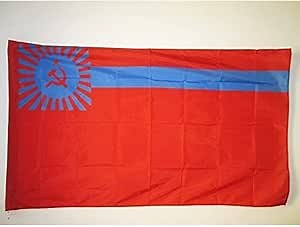 AZ FLAG Georgian Soviet Socialist Republic Flag 3x5 ft Pole Sleeve | Indoor and outdoor use Red communist 150x90 cm decorative flag double stitched seams and reinforced edges 100D polyester