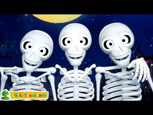 Five Creepy Skeleton, Scary Cartoon and Halloween Rhyme for Kids