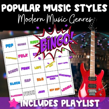 Pop Music Bingo – Listening Game for Identifying Music Styles Audio + Worksheets