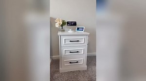Farmhouse End Table with Charging Station, White Wood Bedside Table with 3 Drawers, Type C, USB Ports & Outlets, Nightstand for Bedroom and Living Room