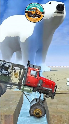 IMPOSSIBLE?! Red Dump Truck Jumps a Broken Bridge With TWO Trucks!