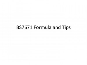 BS7671 Formula and Tips - SlideServe