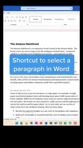Paragraph selection in #MicrosoftWord #word #wordtips #officetips #techtips #edutok #tutorial #writingtios #tiktokteachertips #tiktokteachers