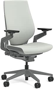 Steelcase Gesture Task Chair: Wrapped Back - Sterling Dark Solid Frame/Base/Merle Accent - Adjustable Lumbar Support - Standard Carpet Casters