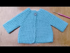 Cardigan Bébé au Crochet FACILE Débutant/ Point Grappe/0-3mois