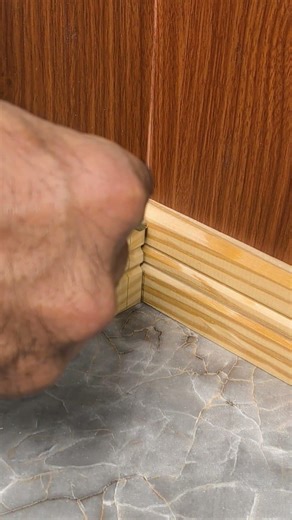 Perfect Baseboard Joints on Uneven Inside Corners #shorts #woodworking #carpentry #baseboard