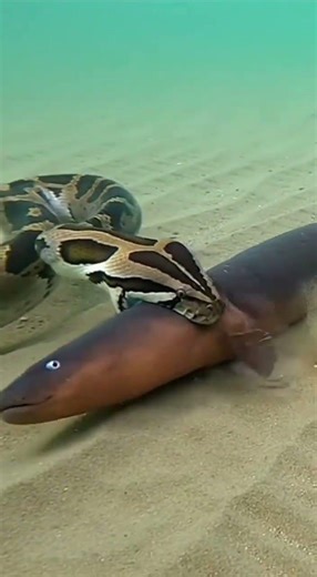 The python asked for trouble and got trapped in a tiny hole #python #wildlife #nature