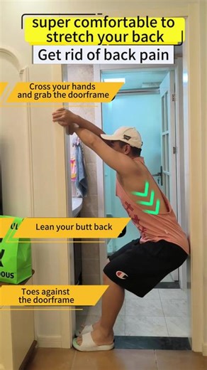 How to relieve your back pain with a door frame? #workout #backpainrelief #gymtok #stretch #back #painrelief #backstretch #backcracks #trending #viral
