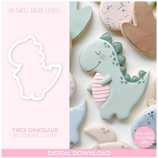 T-rex Dinosaur STL Cookie Cutter File, 3D Printable, Instant Download - Etsy