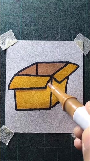 easy cardboard box drawing