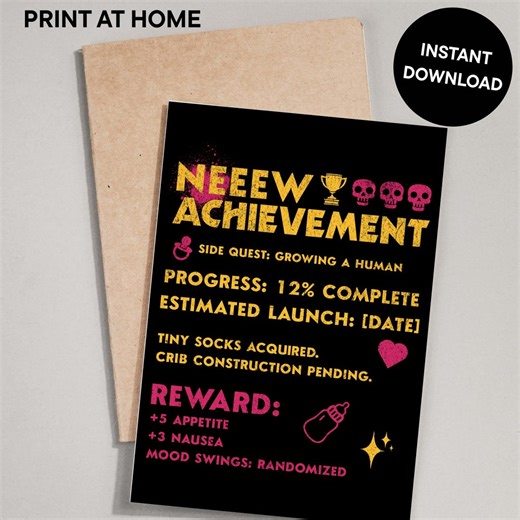Dungeon Crawler Carl | New Achievement Pregnancy Reveal Card | DCC Baby Gift | Matt Dinniman Litrpg | Bookish Digital Card | Print at Home - Etsy