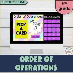 Order of Operations Pick a Card Game DIGITAL for POWERPOINT 5th 6th Grade