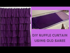 How to make ruffle curtains at home, using old saree , DIY ruffle curtain ,purple curtain , radhiss