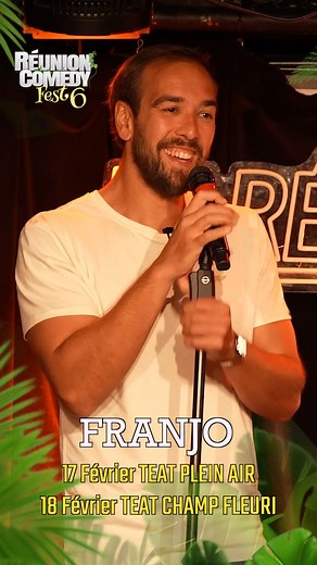 Franjo pour la première fois à la Réunion ! 🇷🇪 🇷🇪 Une heure de nectar de blagues, travaillées depuis de longues années. Une heure pour vous parler de lui, de son ex, de Melun, et d'autres sujets de société avec beaucoup d'ironie. Quand ? Mardi 17 février 2026 / TEAT PLEIN AIR Mercredi 18 Février 2026 / TEAT CHAMP FLEURI Info / Résa : https://urls.fr/b6HNZD Toute la programmation du REUNION COMEDY FEST. 6 à retrouver sur www.reunioncomedyfest.re | Reunion Comedy Fest.