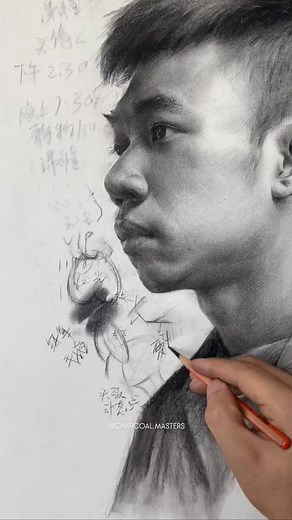 Charcoal portrait study by artist Jia Zhenchao (Douyin) — a highly detailed and skillfully shaded close-up capturing the intricate structure of the nose and surrounding features. The artist demonstrates exceptional control of charcoal, using fine gradients, subtle textures, and precise tonal shifts to recreate the form with striking realism. Artist: Jia Zhenchao (Douyin) #charcoaldrawing #portraitstudy #charcoalart #realismart #fineartstudy #drawingprocess #artinspiration #realisticdrawing | Cha